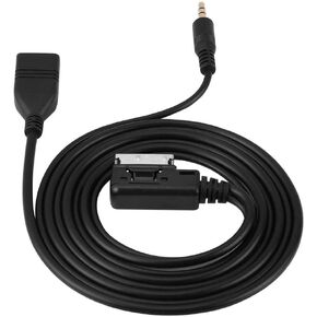 Qiilu USB Audio AUX Switch, 150cm, Male-Female, ABS Material, Compatible with Mercedes-Benz C63 E200l CLS E S ML Class