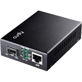 CUDY MC220 GIGABIT SFP إلى RJ45 محول الوسائط الألياف ، الألياف إلى محول Ethernet ، التوصيل والتشغيل ، غلاف معدني ، توافق متعدد الاستخدامات ، التفاوض التلقائي