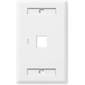 NavePoint Keystone Jack Wall Plate 1-Port, Low Profile, Single Gang, White, 10-Pack
