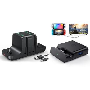 Dock Charger Controller Newdery لوحدة التحكم في Nintendo Switch Pro و Joy Con ، محطة إرساء التبديل للتلفزيون ، محول محول USB C إلى 4K HDMI ، مثالي لإكسسوارات Nintendo Switch