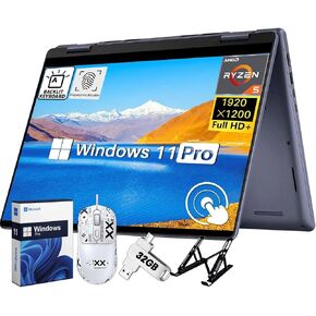 Dell Inspiron 14 7445 Business Labtop ، 14 "FHD+ 2-in-1 Touchnes ، AMD Ryzen 5 8640HS ، 32 GB DDR5 ، 2 TB SSD ، Photeprint Reader ، Backlit KB ، Wi-Fi ، Windows 11 Pro ، W/Patbated Mouse و USB Flash Disk Disk