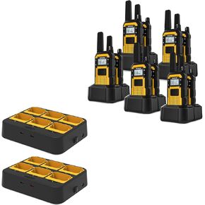 RB48 Heavy Duty Walkie Talkies(10 Pack) Bundle with Six-Way Walkie Talkie Charger(2 Pack), Waterproof Two Way Radio, Advanced Triple Proof, 2000 mAh, LED Indicators,AC/DC Adapter, Multiple Protection