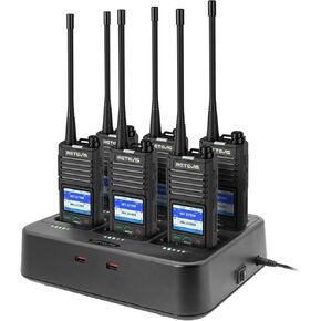 Retevis RB58 Bluetooth Business Walkie Talkies with Wireless Earpiece, Waterproof 2 Way Radios Long Range, Group Call, 1800mAh, VOX, Noise Cancelling, with 6 Way Multi Gang Charger(6 Pack)