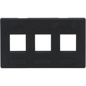 ICC Modular Furniture Faceplate with 3 Ports (10 Pack), TIA Cutout Compatible, 1-Piece Fixed Design, Keystone Jack Support, Black