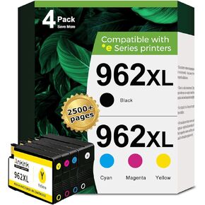 962XL Ink Cartridges Replacement for HP 962 XL 4 Combo Pack Compatible with HP OfficeJet Pro 9015e 9018e 9025e 9010 9015 9018 9020 9025 9012 9010e 9014e 9016e Printer (Black Cyan Magenta Yellow)