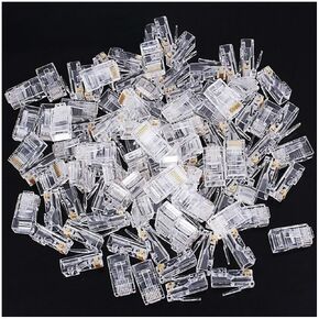 1000 Pcs Cat6 RJ-45 Ends, Cat6 Connector, RJ45 Connector, Ethernet Cable Crimp Connectors 8P8C UTP Network Plug for Solid Wire and Standard Cable, Transparent,Bag of 1000