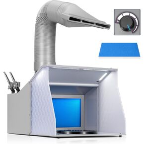 VIVOHOME Dual Fans Portable Airbrush Paint Spray Booth Kit with 4 LED Lights CRI 95, Spray Gun Racks, Turn Table and Filter Hose Airbrush Booth for Painting Model Craft