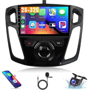 Car Stereo Radio for Ford Focus 2012 2013 2014 2015 2016 2017 2018 Touch Screen Car play Android Auto, Leadfan 9 inch Focus Android Unit Display WiFi GPS Bluetooth DSP FM SWC AHD Camera + CANBUS + MIC