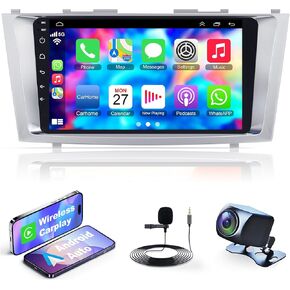 4G+64G Car Radio Stereo for Toyota Camry 2012 2013 2014, Wireless Carplay&Android Auto with Android 12 Support Bluetooth/GPS/WiFi/Back-up Camera/SWC/FM, 10.2 Inch IPS Touch Screen for Camry
