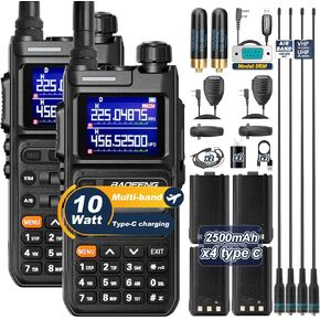 BAOFENG Radio UV-26 10W Ham Radio (5RM New Ver.), 6PCS Antennas Long Range Walkie Talkies NOAA Receiver, Multi-Band Two Way Radios with 2500mAh Battery 999CH Frequency Copy AM FM for Survival Gear-2P