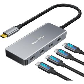 USB C Hub, 10Gbps High-Speed Type C Splitter with 4 USBC 3.2 Port, Plug and Play USB-C Multiport Adapter for Docking, MacBook Pro/Air, iPhone 15/16, iPad, Surface Pro, Dell, XPS and More