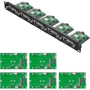 UCTRONICS 1U Rack Mount for Raspberry Pi 5, 19" Server Rack with 5 PCIe to M.2 NVME SSD Adapters, Support Up to 5 Pi 5
