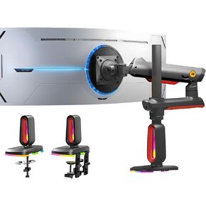RGB Gaming Monitor-Arm for Flat/Ultrawide/Curved Monitors 32 to 60 inch, Heavy Duty Stand Load up to 20 kg, VESA 75/100 mm Monitor Mount G80