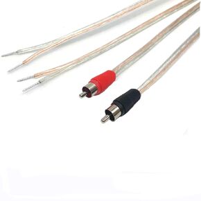 2-Pack RCA Male to Speaker Wire Adapter Cable, 1 Feet - Black/Red, Audio Video Conversion for Amplifiers and Audio Receivers