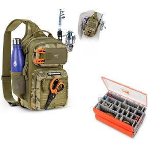 KastKing BlowBak Tactical Fishing Sling Tackle Bag and HyperSeal Waterproof Deep Tackle Box