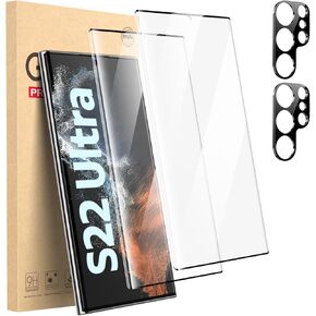 Cutebe Screen Protector for Galaxy S22 Ultra 5G,2 Pack Screen Protector+2 Pack Tempered Glass Camera Lens Protector,3D Curved,9H Tempered Glass,Touch Sensitive
