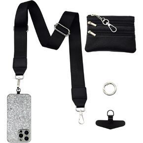 حزام عبر الهاتف عبر الهاتف ， مقطع واذهب للهاتف مع محفظة ， 1.5 '"قابلة للتعديل لطيف مطمّط بالهاتف الخليوي لمفاتيح السيارة شارات معرف CAR in Kuwait