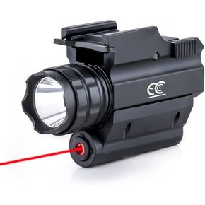 Tactical Red Laser Sight with 500 Lumens LED Flashlight, Compact Rail Mounted, Quick Release, Laser Output is Below 5mW, Class IIIA