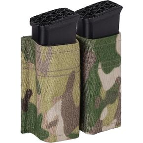 Double 9mm Magazine Pouches, Quick-Release Pistol MOLLE Mag Pouch, Tactical Mag Holder for Combat Chest Rig Vest
