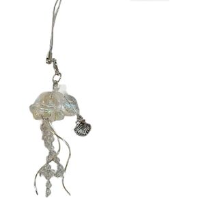 Unique Jellyfish Phone Charm Hanging Rope Sea Theme Star Pendant Phone Chain Strap Handmade Beaded Keychain Accessory