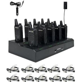 Retevis RT22S Walkie Talkies(10 Pack) with Walkie Talkies Earpieces(10 Pack), Handheld 2 Way Radio Rechargeable,Charging Progress Visible for Business Warehouse School