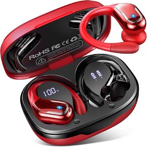 Wireless Earbuds Bluetooth Headphone Sport, Bluetooth 5.4 Earbuds 14.2mm Driver Stereo Over Ear Buds, 75Hrs Earphone with Earhooks, Noise Cancelling Mic, IP7 Waterproof Headset for Workout/Running