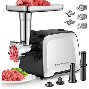 Electric Meat Grinder, Sausage Stuffer Maker With 2 Blades, 3 Plates, Sausage Tube & Kubbe Kit, [2000W Max] Meat Mincer Heavy Duty for Home Use, Stainless Steel & Black