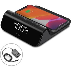 iHome 3-in-1 Magnetic Fast Wireless Charging Clock for Magsafe Enabled Devices, USB-C and USB-A Charging, 25W Total Power Output, Fast Wireless Charing Clock (iW23)
