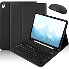 Keyboard Case for iPad Air 11 (M3/M2, 7th/6th Gen) 2025/2024 / Air 5th / Air 4th Generation 10.9 inch 2022/2020 - with Mouse Detachable Keyboard, Built-in Pencil Holder Case (Black)