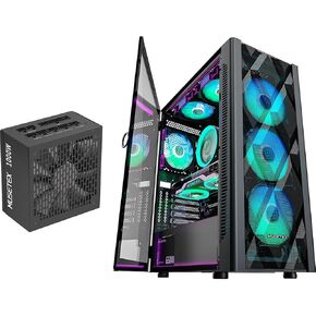MUSETEX NN8 PC CASE ATX 6 PWM ARGB Fans Pre-Installed Bundled 1000W PC Power Supply