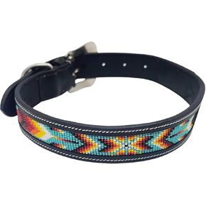 Polyester Dog Collar - Stylish Aztec Pattern | Stainless Steel Buckles - Soft Padding, Comfortable Wear, Adjustable Length | Water and Weather Resistant for All-Season - Medium