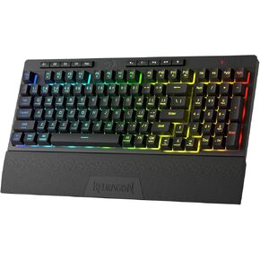 Redragon K515 Shiva Wired RGB Membrane Gaming Keyboard, 98 Keys Mechanical-Feel Keyboard w/Smooth Linear Switch, On-Board Macro & Dedicated Multimedia Keys, Detachable Wrist Rest, Software Supported