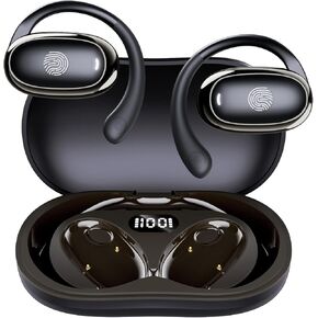 IFECCO Open Ear Headphones Bluetooth 5.4 - Wireless Open Ear Earbuds with Ddigital Display Charging Case,48H Playtime Premium Sound Sport Conduction Headphones for Running, Cycling Driving