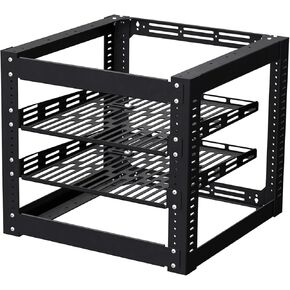10U Open Frame Network Rack for IT & AV Gear, Floor Standing or Wall Mounted, 2 PCS 1U Rack Shelves & Mounting Hardware,Network Rack for 19" Device