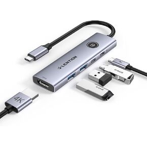 LENTION USB-C Hub with Type C 3.0, USB-A 3.0, HDMI 4K@60Hz, 100W PD Charging, Privacy Control Button for HDMI Screen, Compatible with MacBook Pro, iPad Pro, iPhone 16, Dell XPS, and More