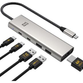 Minthouz USB C Hub,4K@60Hz HDMI Multiport Adapter 5-in-1 USBC to HDMI Splitter with 125W PD/10Gpbs USB-A Data Ports/USB C Dongle,USBC Splitter Multiport Adapter for MacBook Pro/Air, iMac