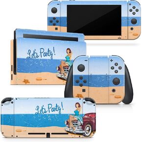 تصميم مبتذل للبشرة الرجعية متوفرة مع غطاء غلاف الجلد Nintendo Switch ، وبشرة الفتيات الدبوس لملصقات Nintendo Switch ، وملصقات Finyl 3M الممتازة 3M.