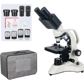 [Cost-Effective] Binocular Microscope, Vabiooth Lab Compound Binocular Microscope 40X-2500X Magnification with Two-Layer Mechanical Stage, Wide-Field 10X and 25X Eyepieces, Abbe Condenser