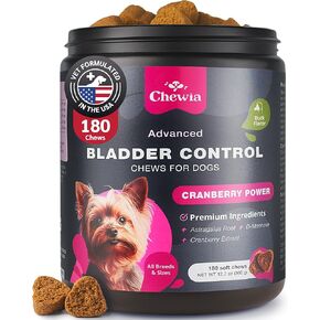 Dog UTI Treatment - Dog Cranberry Supplement for Urinary Tract, Bladder & Kidney Health, Incontinence Support - Bladder Control Cranberry Chews - Cranberry Supplement for Dog Incontinence