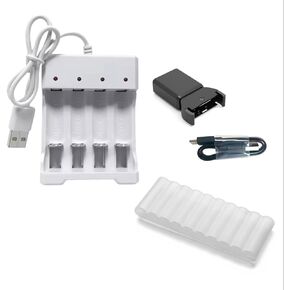 3-in-1 Battery Charging Kit, Smart USB Charger Station for AA/AAA NiMH/NiCd, 10-Slot Storage Box, Type-C, LIR Coin Battery Charger. Batteries not Included