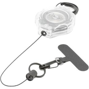 KEY-BAK Ratch-It Retractable Anti-Theft Phone Tether Cell Phone Lanyard with Carabiner & Universal Smartphone Case Anchor Black