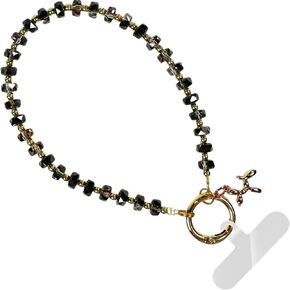Clip and Go Phone Charms Strap (Bedazzled Black) - Hands Free Phone Wrist Strap - Multifunctional Women’s Bracelet, Wrist Strap for Phone Case (Bedazzled Collection)