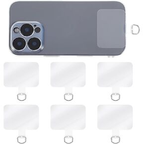 Tether Tabs for Cell Phone, 6 Pcs Transparent Universal Cell Phone Tether Tab, Cell Phone Lanyard Tab, Lanyard Phone Holder with Silver Metal Buckle for Most Smartphone Case