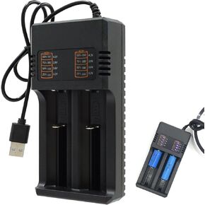 18650 شاحن البطارية ، شاحن بطارية Universal Fast Charge 3.7V Li-ion لبطارية قابلة لإعادة الشحن 18650 لعام 18650 18490 18350 17670 17500 16340 14500 مع كابل USB ، مؤشر LED