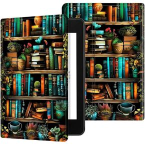 for Kindle Paperwhite 12th Generation 2024 7" Case/Kindle Colorsoft Signature Edition 7" Case, Multi-Angle Viewing Shockproof Smart Protective Case with Auto Wake/Sleep, Library Books