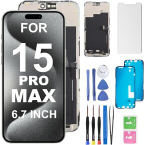 for iPhone 15 PRO MAX Screen Replacement.6.7Inch[LCD] Display.3D Touch LCD digitizer Assembly for （A 3105 A3106 A3108 with Repair Tools, Waterproof Membrane, Protective Screen