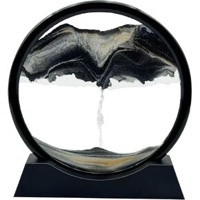 AzureLeap Moving Sand Art Liquid Motion, 3D Deep Sea Sandscape Color Quicksand Decor, Round Glass Moving Sand Art Picture Relaxing Desktop Home Office Work Decor (7 inch-Blue)