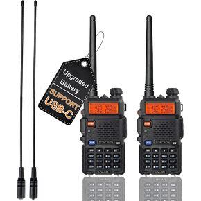 BAOFENG UV-5R Ham Radio Handheld Walkie Talkie Long Range USB-C Battery (2 Pack)