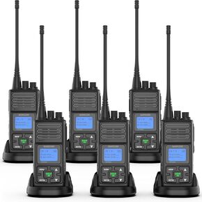 SAMCOM 5 Watt 2 Way Radio Walkie Talkie Long Range, 6 Pack FPCN30A Two Way Radios Rechargeable for Adult with Earpieces, Group Call, Programable UHF Radio for Hospitality, Construction, Outdoor