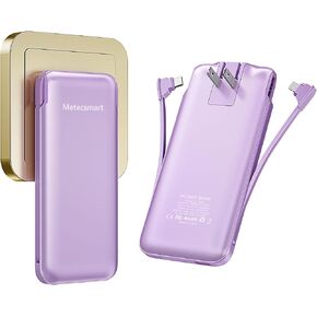 Portable Charger Power Bank with Built-in Cable & AC Plug, 10000mAh Fast USB-C Charger, Slim Mini Battery for iPhone 16/15/14/13/Pro/Max & All USB-C Devices in Kuwait